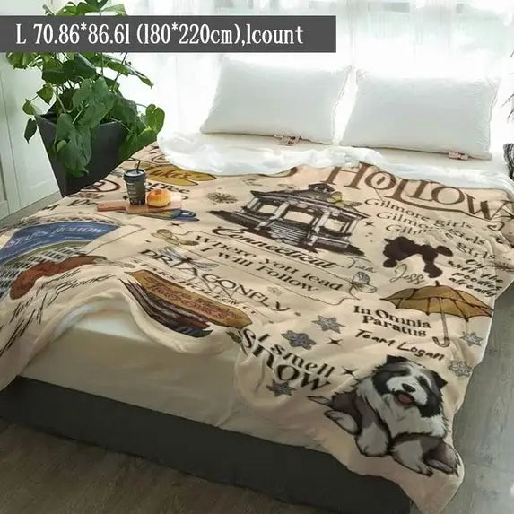 Gilmore Girls Theme Slogan Print Blanket, Soft Comfortable Anime Print Throw Blanket, Multi-functional Nap Blanket for Home Office Travel Birthday Anniversary Holiday Christmas Halloween