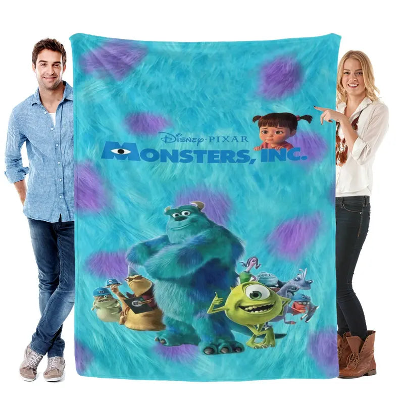 Disney Pixar Monsters Inc Cartoon Printed Cozy Throw Blanket - Flannel Fleece, Classic Theme, Anti-Fade Print, Decorative Sofa Blanket for Bed, Office