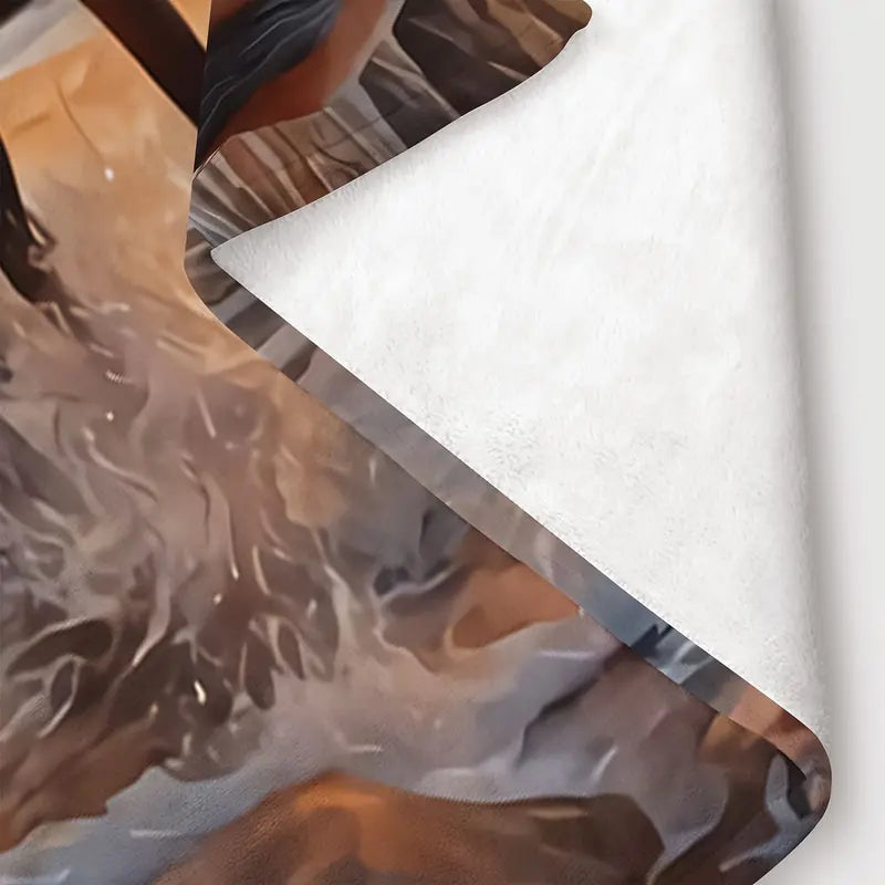 Modern Soft Touch Flannel Throw Blanket - Horse Print, Hypoallergenic Polyester, Warm Flannel Blankets for Sofa, Bed, Cozy Rest, Ideal Home Bedding Gift