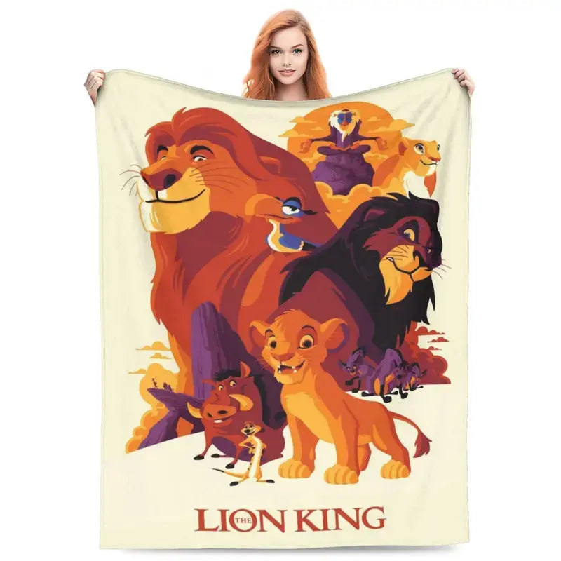Disney Classic 2026 Lion King Character-Themed Blanket, Flannel Fleece Soft Fabric, Anti-Fade Print of Simba & Mufasa Safari Graphic, Cozy, Multi-Size for Home & Travel, Holiday Gift