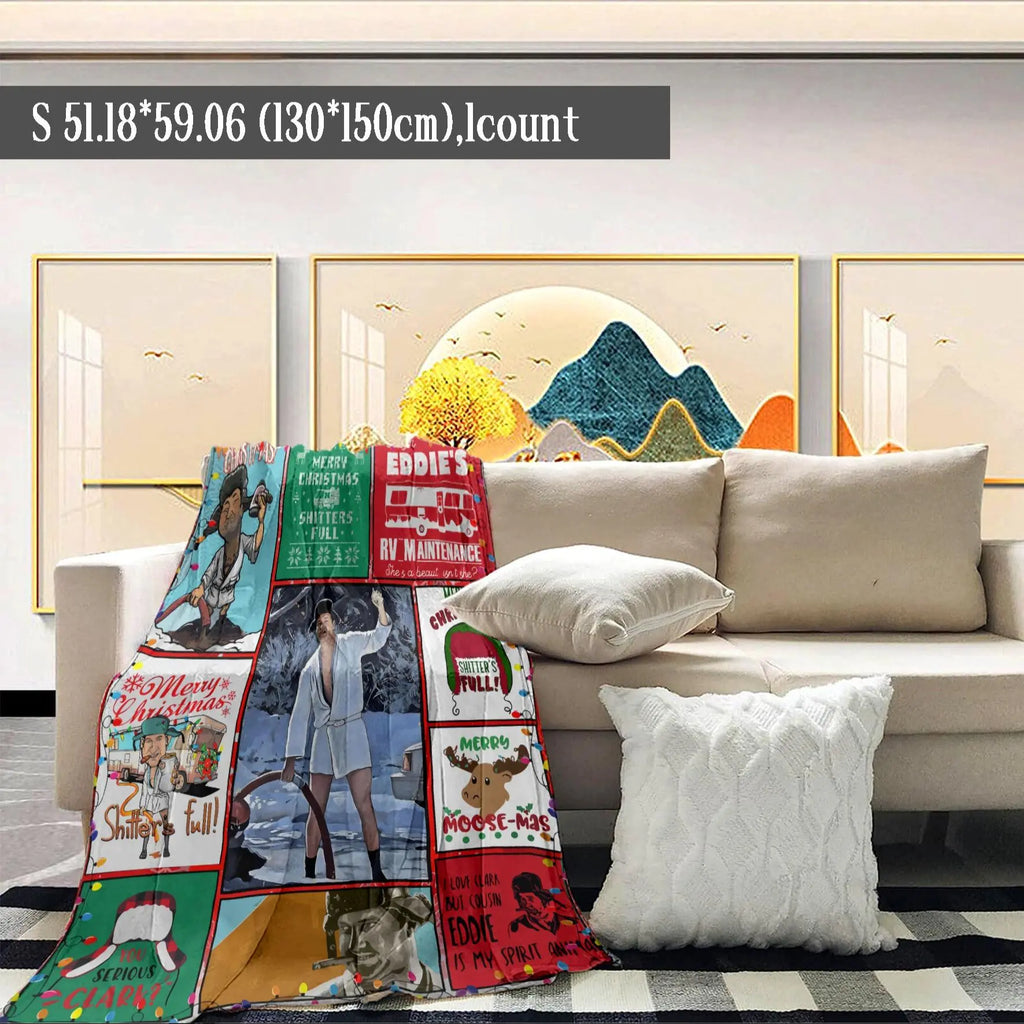Christmas Themed Blanket, 1 Count Soft Air-conditioned Room Throw, Warm Nap Blanket for Home Office Travel Camping