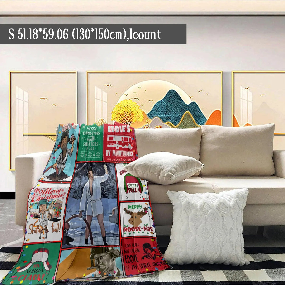 Christmas Themed Blanket, 1 Count Soft Air-conditioned Room Throw, Warm Nap Blanket for Home Office Travel Camping