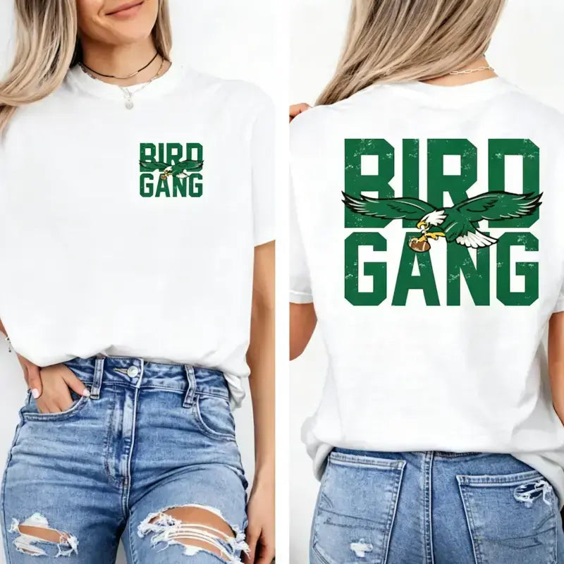 Men's Customized Fit Bird Mascot Top - Road to Victory Philly Bird Gang 2-Sided Printing Game Day Tshirt, Retro Philadelphia Football Fan Gift