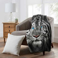 White Tiger Stare Wilderness Raschel Throw Blanket 50×60 Inches