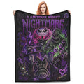 Disney Nightmare Before Christmas Neon Purple Graphic Vintage Fleece Throw Blanket, Witchy Aesthetic Option for Halloween Gifts, Blankets for Bed & Home-Travel Use