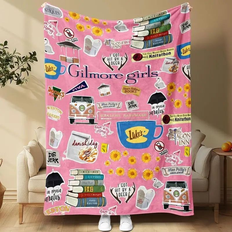 Gilmore Girls Themed Floral Flannel Throw Blanket - Gilmore Girls Merch, Super Soft Printed, 1-Count, Home & Travel Bedding, Cozy, Decorative, Blankets and Throws Essential for Couch, Bed or Desk