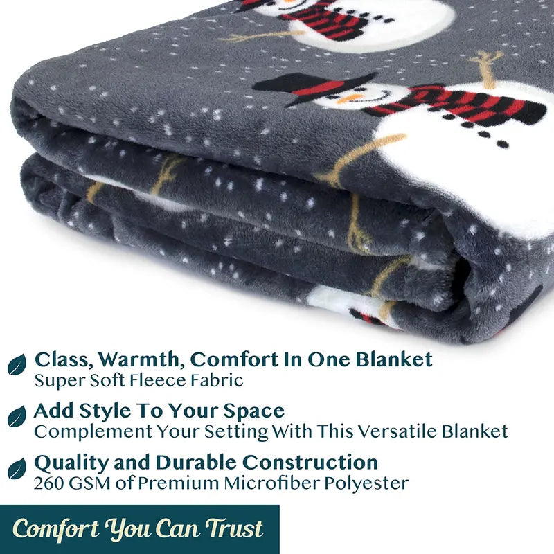 PAVILIA Christmas Holiday Throw Blanket, Xmas Season Fleece Blanket, Soft, Plush, Warm Winter Cabin Throw