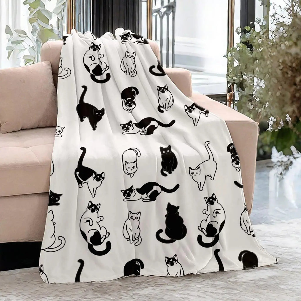 1 cat print blanket, modern style blanket, soft and comfortable blanket, travel sofa bed blanket, office home decoration, birthday gift blanket, unisex, available all year round, Soft Blankets And Throws
