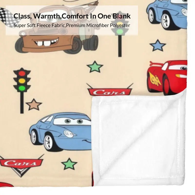 Disney Pixar Cars Lightning McQueen, Mater, Sally & Checkered Flag Christmas Present & Holiday Gift Fleece Throw Blanket