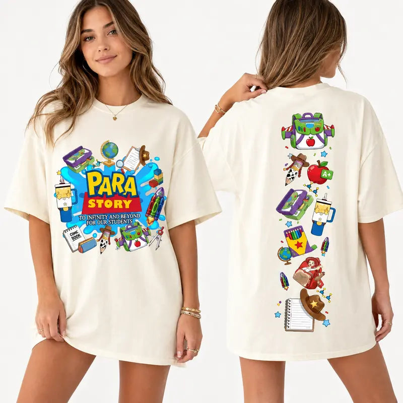 Men's Regular Fit Oversized Breathable Colorful Cute Textured Knit Aesthetic T-Shirt - Paraeducator Tee, Comfortable Infinity Fabric, Graphic Belle Princess Book Design, Everyday Wear, Back to School Gift