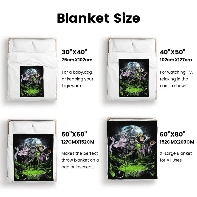 Comfortable Disney Villains Maleficent, Evil Queen & Ursula Poison Cauldron Halloween-Christmas Fleece Throw Blanket for Gifting (Textiles & Soft Furnishings Bedding Linens),comfrt