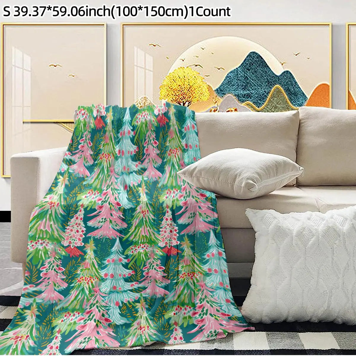 Christmas Tree Pattern Blanket, Soft Warm Throw Blanket, Air-conditioned Room Blanket, Warm Nap Blanket for Home Office Travel Camping, Cozy Blanket Throw