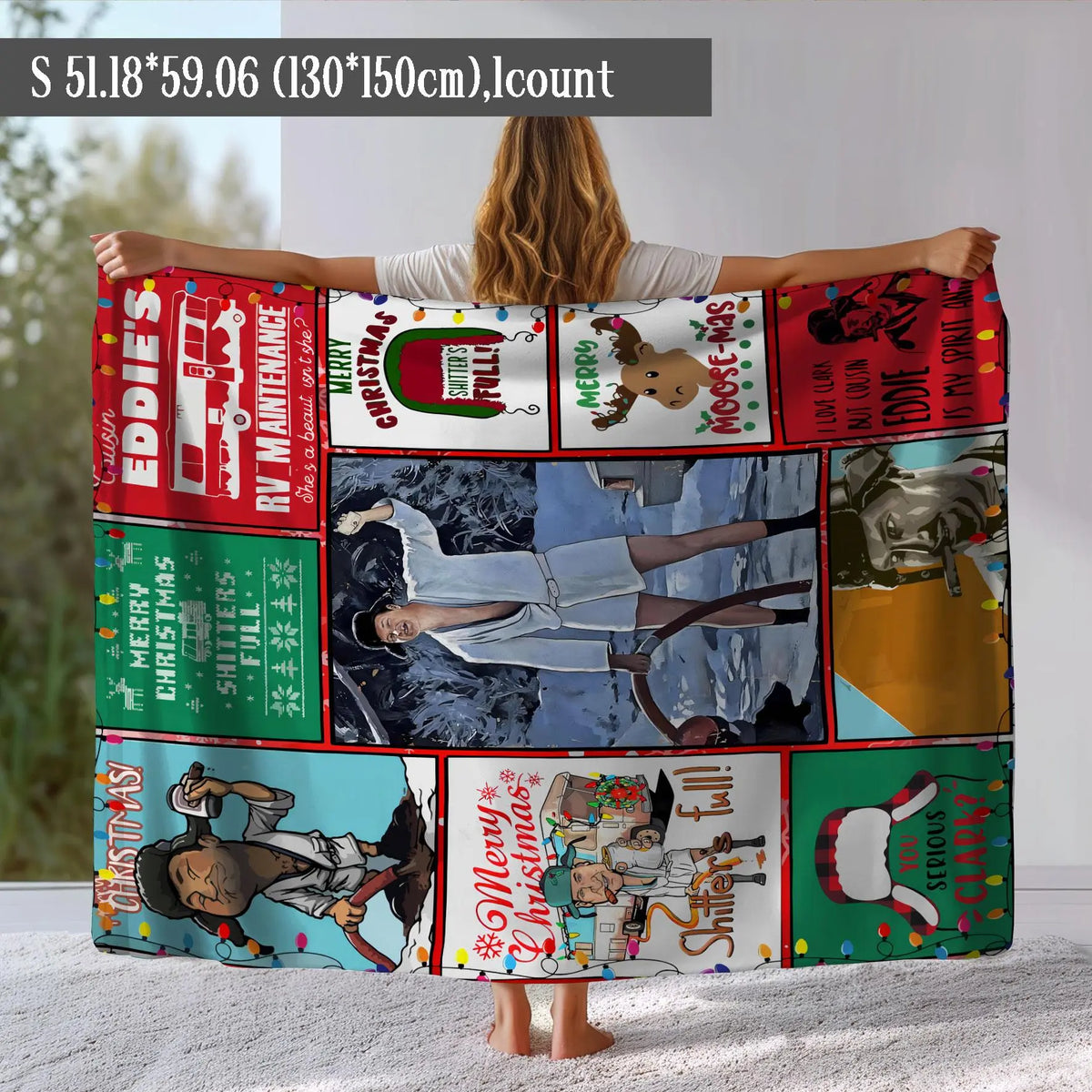 Christmas Themed Blanket, 1 Count Soft Air-conditioned Room Throw, Warm Nap Blanket for Home Office Travel Camping