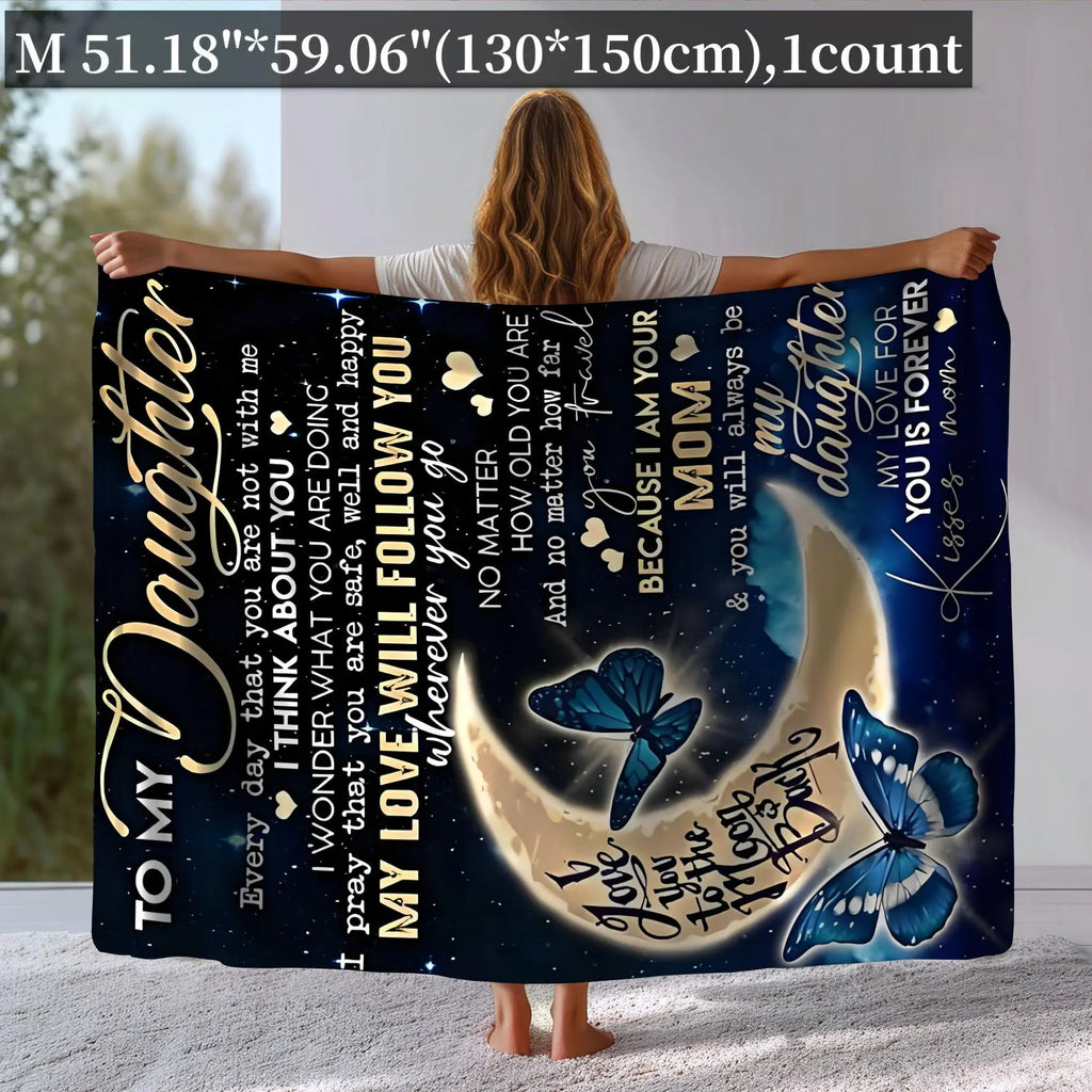 Butterfly & Letter Pattern Blanket, Soft Throw Blanket, Soft Cozy Blanket, Air-conditioned Room Blanket, Warm Nap Blanket for Home Office Travel Camping
