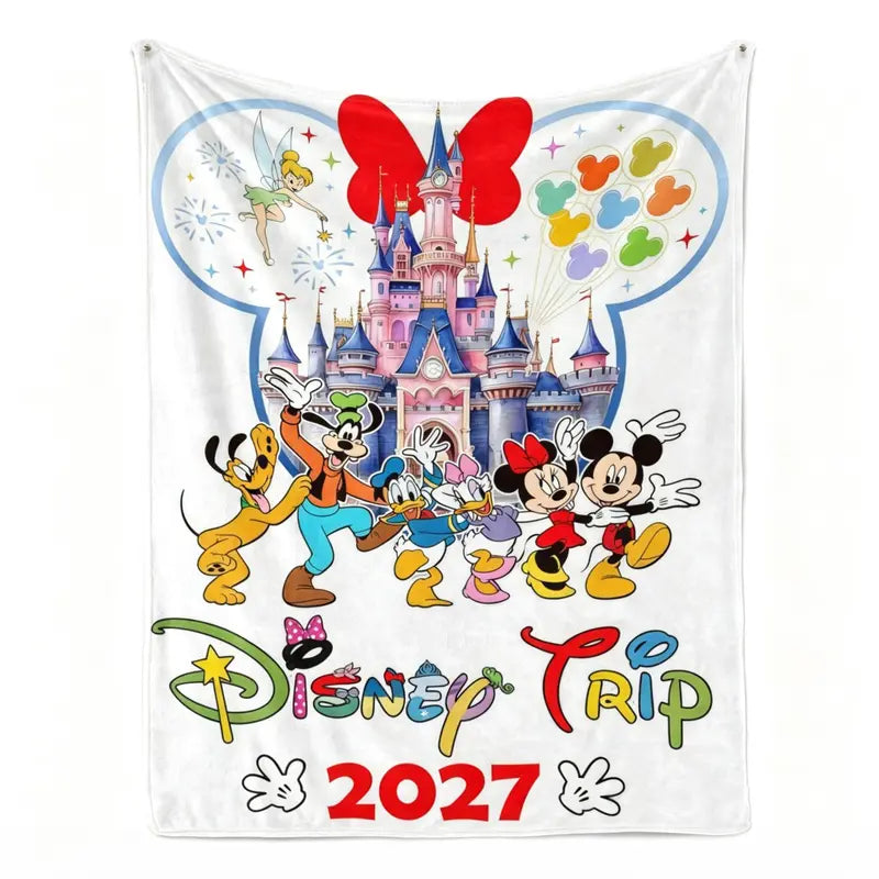 Disney Magic Castle Friends Flannel Fleece Throw Blanket - Anti-Fade Vintage Castle Characters Graphic, Multi-Size Soft Blankets for Bed, Home & Travel, Holiday Gift