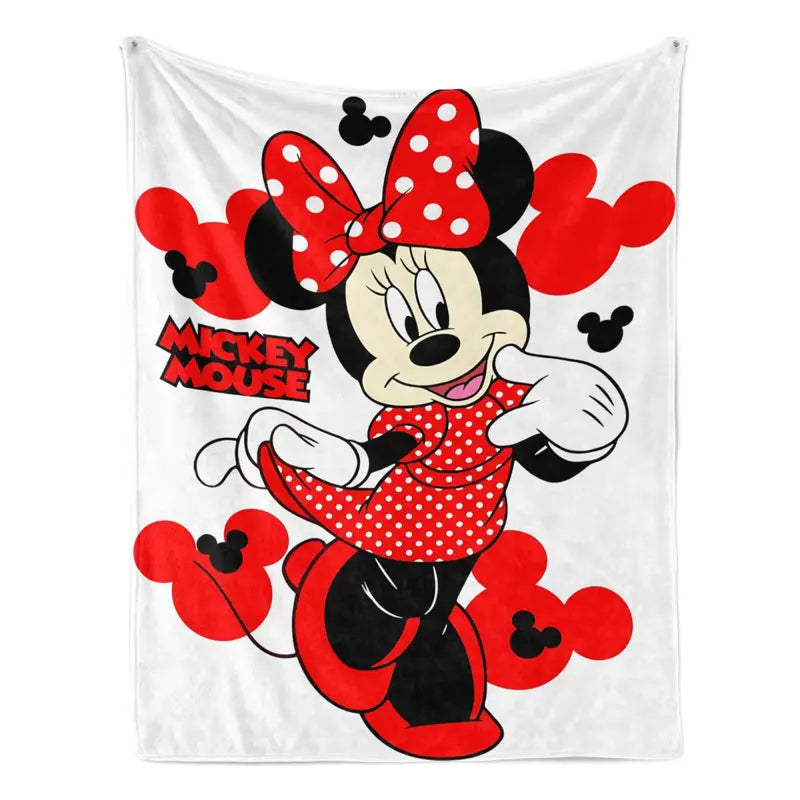 2026 Disney New Minnie Mouse Polka Dot Bow Decorative Flannel Fleece Blanket - Lightweight Throw with Mickey Mouse Graphic, for Home & Travel Use