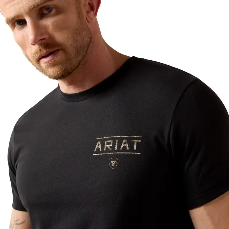 Ariat Men's Casual Ribbed Cotton Short-Sleeve Monument Caucho Black Graphic T-Shirt, Menswear Style 10079502