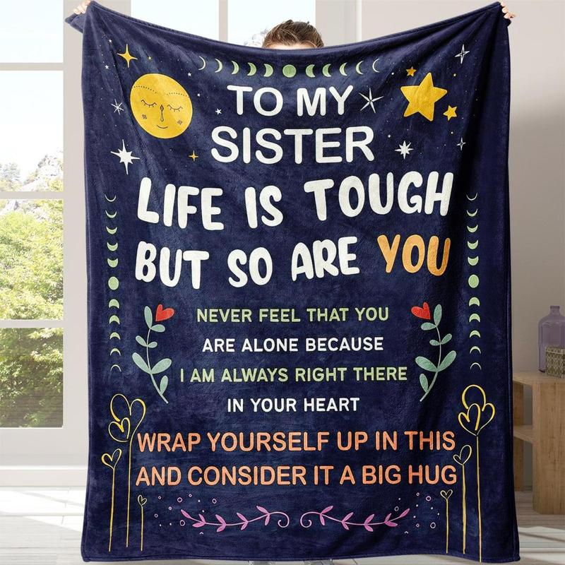 Letter Pattern Blanket with Storage Bag, 1 Count Soft Comfortable Throw Blanket, Warm Napping Blanket for Home Office Travel Camping