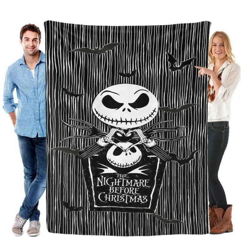 Disney Nightmare Before Christmas Jack Skellington Halloween Fleece Throw Blanket - Spooky Stripe, Cozy for Kids, Ideal for Home & Travel Use, Thoughtful Gift Option,comfrt