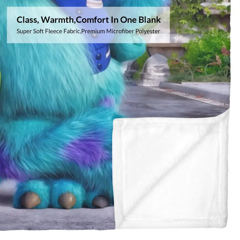 Disney Pixar Monsters Inc Cartoon Printed Cozy Throw Blanket - Flannel Fleece, Classic Theme, Anti-Fade Print, Decorative Sofa Blanket for Bed, Office