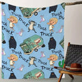 Adorable Animated 'Trash Truck' Flannel Blanket - 1 Piece, Soft Skin-Friendly Polyester, Cozy Aesthetic, Snug as a Bug in a Rug, Indoor Use, Cozy Warmth for Cold Nights, Ideal for Sofas & Beds, All-Season Bedding Gift, One Piece, Flannel Fabric