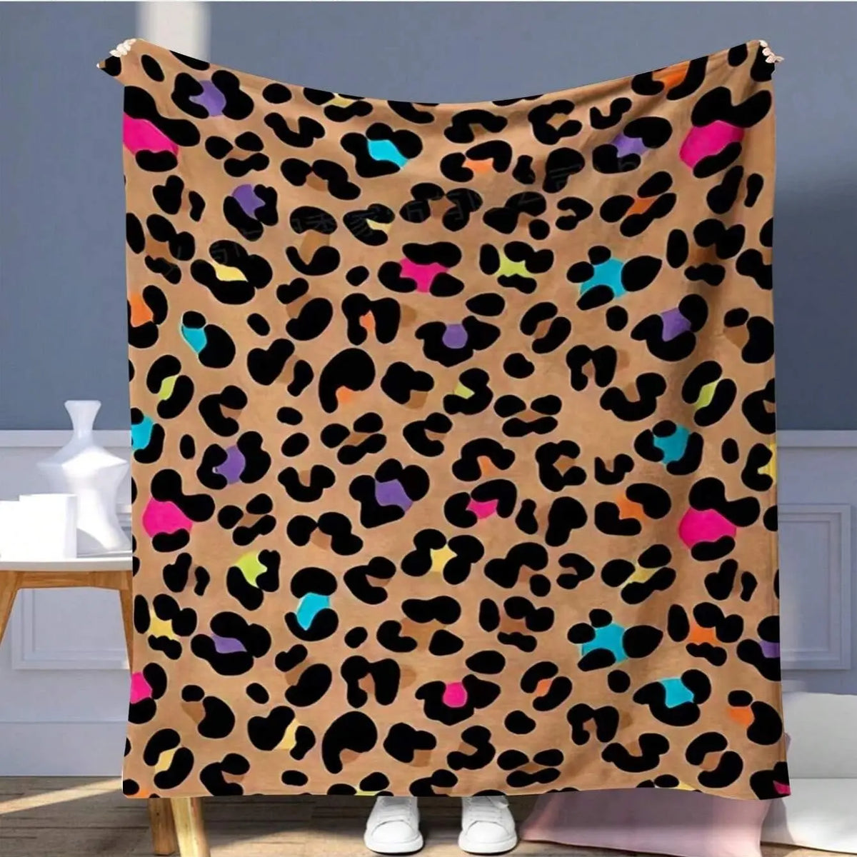 Leopard Print Cozy Chic Blanket, 1 Count Soft Warm Throw Blanket, Air-conditioned Room Blanket, Warm Nap Blanket for Home Office Travel, Blankets for Sofa