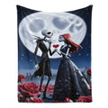 Disney Classic 2026 Nightmare Before Christmas Jack and Sally Anti-Fade Cartoon Print Fleece Blanket - Soft Red Roses Bedroom Decorative Throw for Bed-Couch, Blanket Gifts, Bedroom Blanket