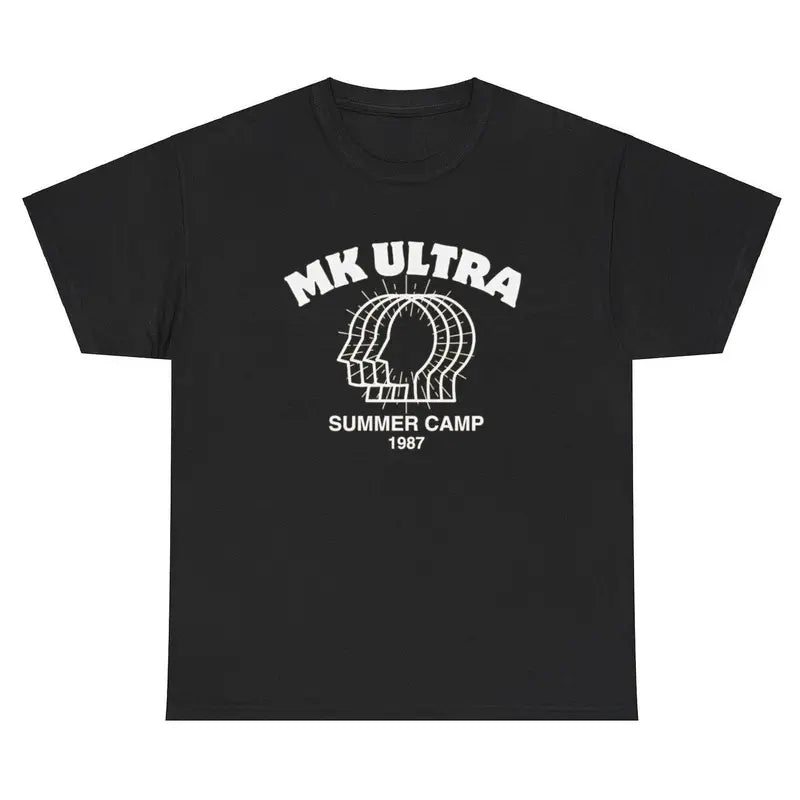 Men's Pure Cotton Casual Short-Sleeve Round Neck T-Shirt - Customized Bold Print MK Ultra 1987 Summer Camp CIA Conspiracy, Heat Transfer, Political Humor Meme, Sarcastic Menswear Top