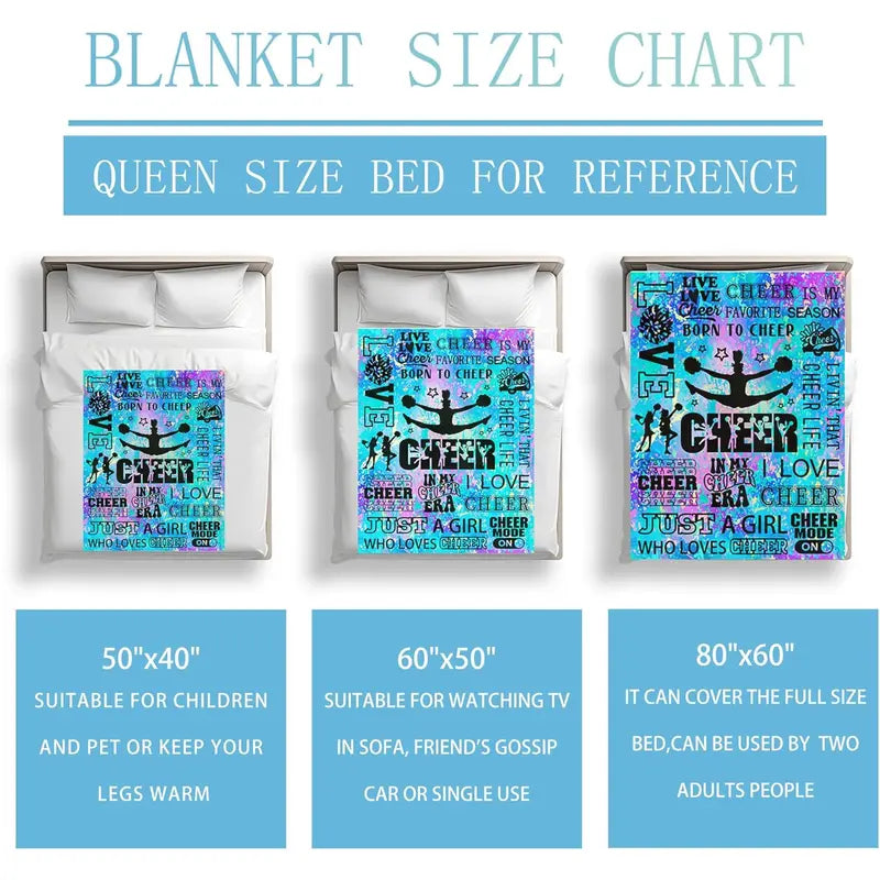 [Back to School] Women's 100% Polyester Breathable Fleece Cheerleading Throw Blanket - 80x60 in Single-Sided Printed, Ideal for Christmas, Valentine, Anniversary Gifts, Home/Beds Holiday Themes, Sohochic