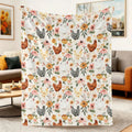 Soft Comfortable Funny Floral Chicken Flannel Throw Blanket,Farmhouse Hen Rooster Print Cozy Lightweight Blanket Rustic Country Farm Animal Couch Bed Sofa Decor,Christmas Holiday Gift for Chicken Lovers Women Girls