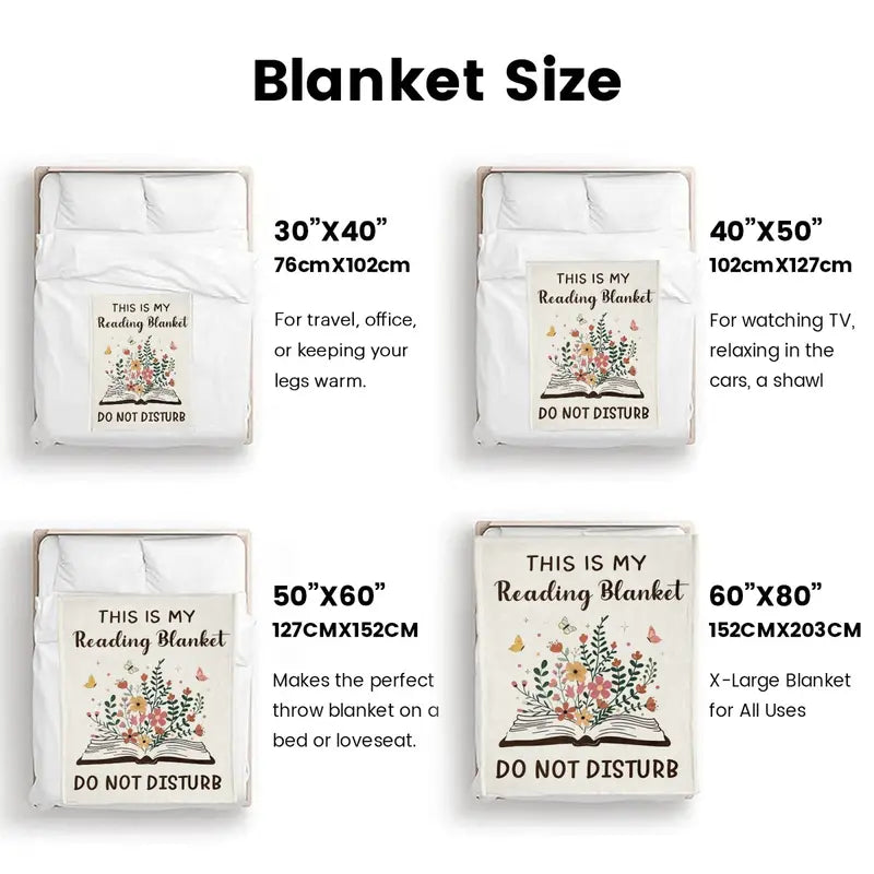 [Back to School] 80x60 in Soft Flannel Book Reading Blanket - 100% Polyester, Bookish Gift for Book Lovers, Reading Accessory, Home Decor, Soho, Ideal for Birthday Back to School Shopping