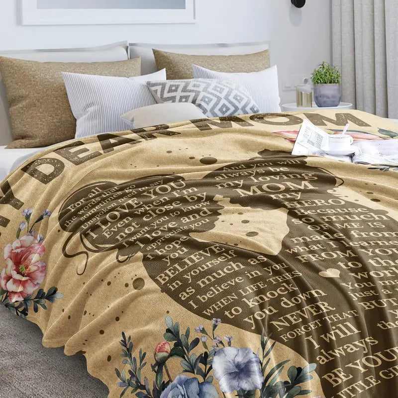 100% Polyester Warm Fleece Flannel Throw Blanket - Soft, Cozy, Breathable, Wrinkle-Resistant, Durable, Fade-Resistant, Machine Washable, 1-Side Printed, Plain White Back, All Seasons, Holiday Themes, Home/Camping Gift for Mom