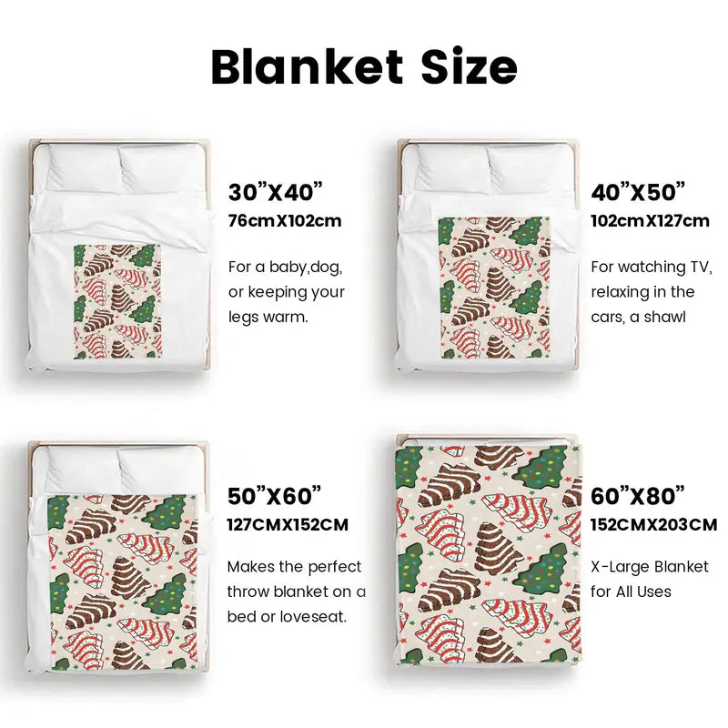 Christmas Tree Cake Flannel Throw Blanket - Modern Polyester, Skin-Friendly Soft Warm, Cookie Print, 30x40inch(76cm*102cm) Small for Little Baby, 40x50inch(102cm*127cm) for Kid, Machine Washable, All Seasons Indoor Home Decor, Perfect Birthday Gift