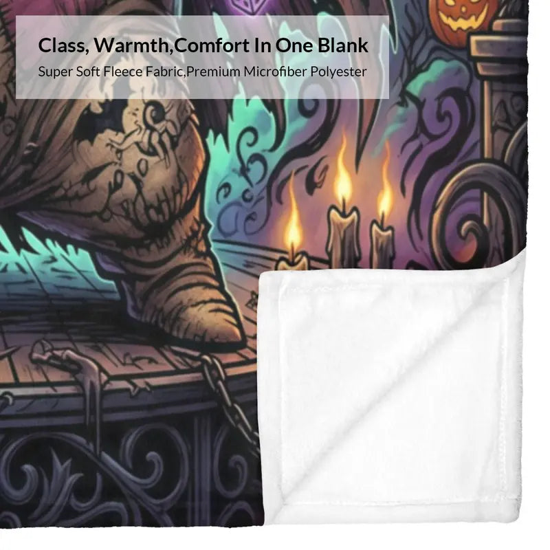 Disney Oogie Boogie Nightmare Halloween Gift Throw Blanket, Spooky Gothic Villain Fleece Blanket for Kids and Friends, Cozy Office and Camping Bedding