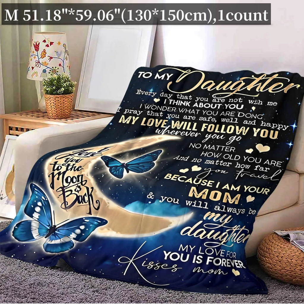 Butterfly & Letter Pattern Blanket, Soft Throw Blanket, Soft Cozy Blanket, Air-conditioned Room Blanket, Warm Nap Blanket for Home Office Travel Camping