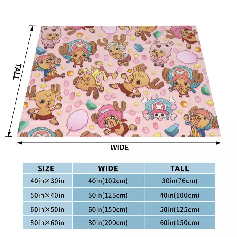 TONY TONY Chopper Blanket Flannel Spring Autumn Anime Multifunction Super Warm Throw Blanket for Bed Outdoor Bedspreads