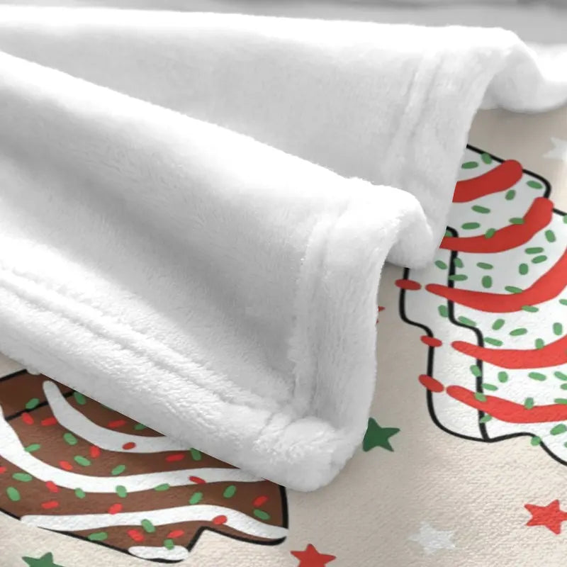 Christmas Tree Cake Flannel Throw Blanket - Modern Polyester, Skin-Friendly Soft Warm, Cookie Print, 30x40inch(76cm*102cm) Small for Little Baby, 40x50inch(102cm*127cm) for Kid, Machine Washable, All Seasons Indoor Home Decor, Perfect Birthday Gift