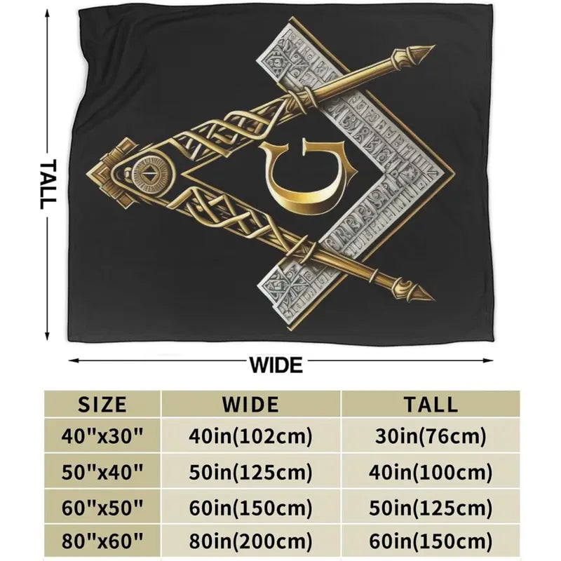Unisex Masonic Master Mason Flannel Throw Blanket - 60×80in Full Cover, 280g Heavyweight Plush, All-Seeing Eye Art, Masonic Symbols Print, Soft Cozy, Machine Washable, Contemporary All-Season Aesthetic Blanket, Symbolic Gift for Bed, Couch