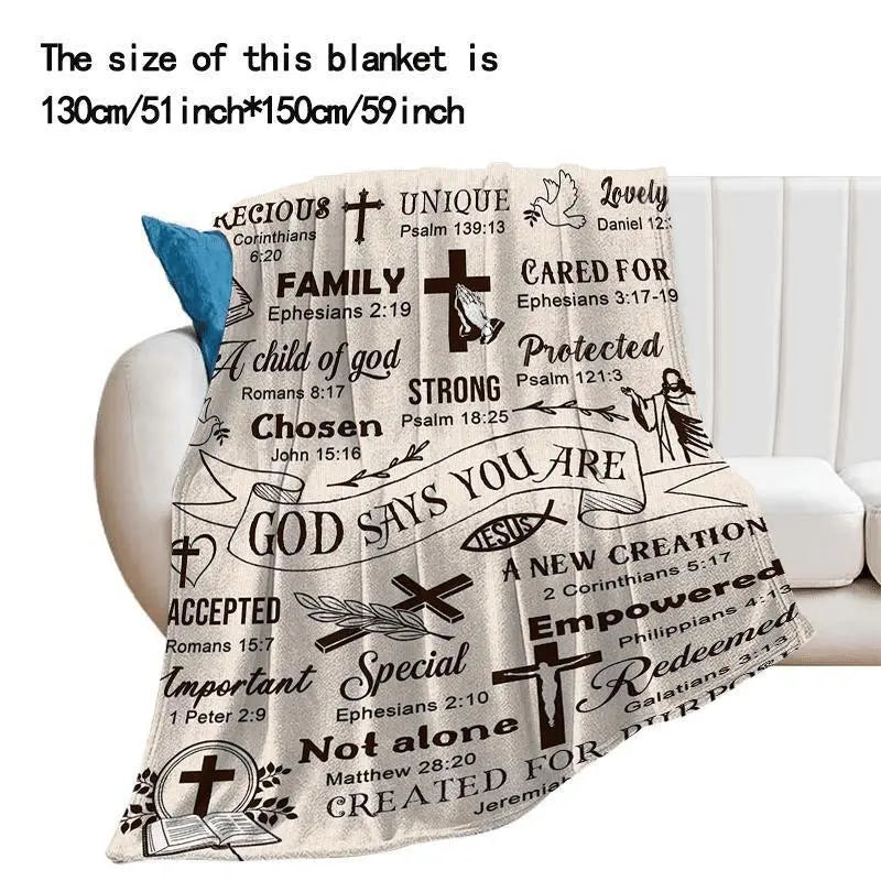 Cross Letter Pattern Fleece Blanket - Faith Inspirational Quote, Anime Design, Durable Fabric Throw - Cozy Religious Themed Soft Warm Blankets for Bed, Home Office Napping, Travel Comfort Gift Idea (40x50 inches, 50*60inch)