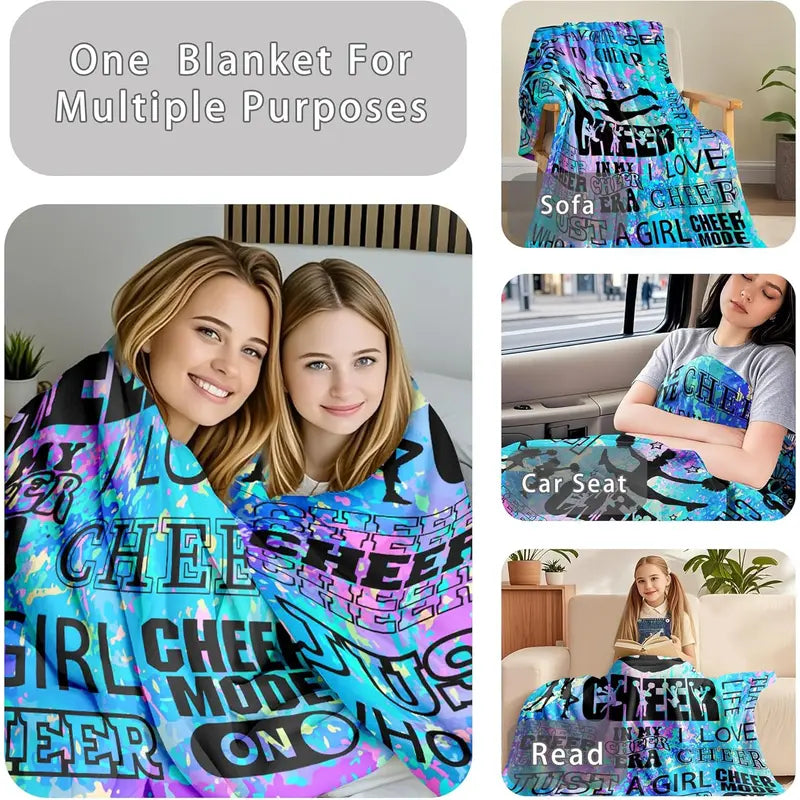 [Back to School] Women's 100% Polyester Breathable Fleece Cheerleading Throw Blanket - 80x60 in Single-Sided Printed, Ideal for Christmas, Valentine, Anniversary Gifts, Home/Beds Holiday Themes, Sohochic