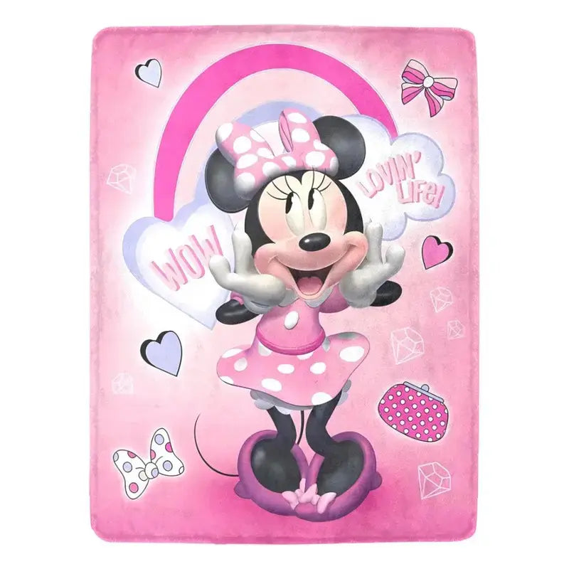 Disney Minnie Mouse Pink Fleece Throw Blanket, Cute Graphic Design, Comfortable Soft Bedding for Bed & Couch, Ideal Holiday Gift,comfrt
