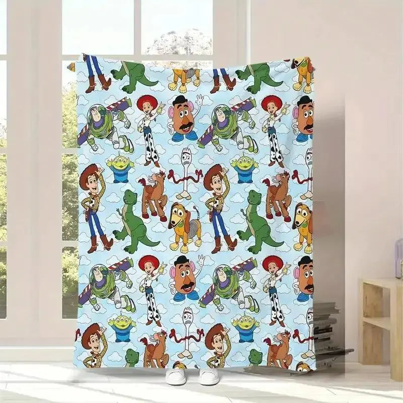 Disney Toy Story Cartoon Theme Warm Throw Blanket - Anti-Fade Character Collage Print, Flannel Weave Soft Fleece, Home Decor for Living Room Sofa/Bed, Christmas Gift, Home Decor Blanket
