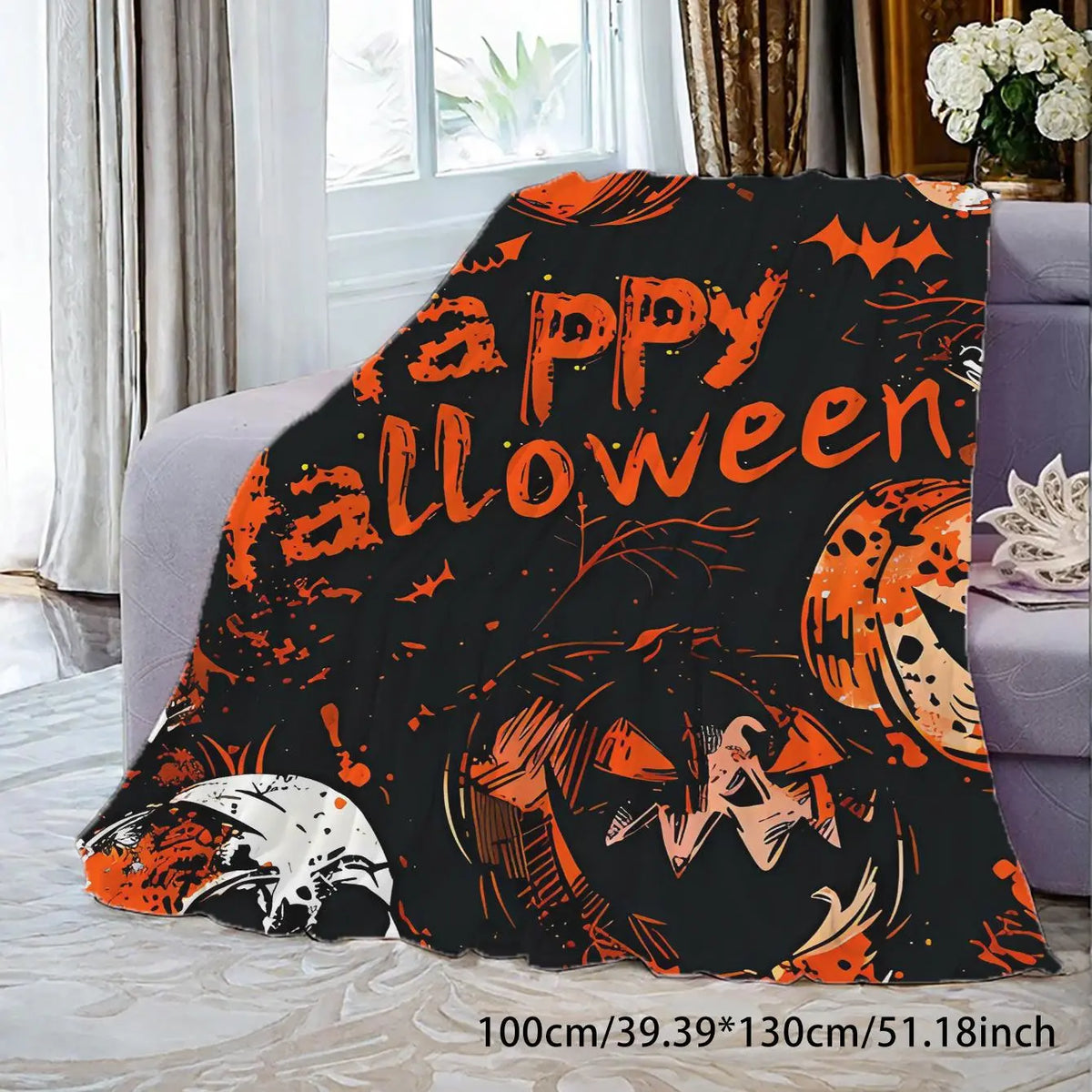 Blanket, 1 Count Soft Comfortable Throw Blanket, Cool Bedroom Bedding Blankets, Halloween Themed Warm Napping Blanket for Home Office Travel, Christmas Gifts, Christmas Decorations
