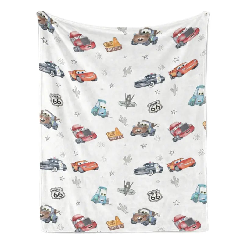 Disney Pixar Cars Characters Flannel Fleece Blanket - Anti-Fade Watercolor Pattern, Lightning McQueen & Mater Graphic, Multi-Size Soft Throw for Home, Travel Use as Holiday Gift
