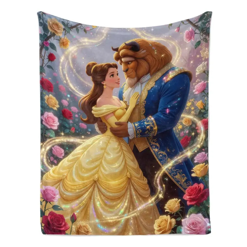 Disney 2026 New Classic Belle Stained Glass Comfortable Fleece Throw Blanket, Elegant Princess Graphic Blanket for Bed, Couch, Holiday Gift,comfrt