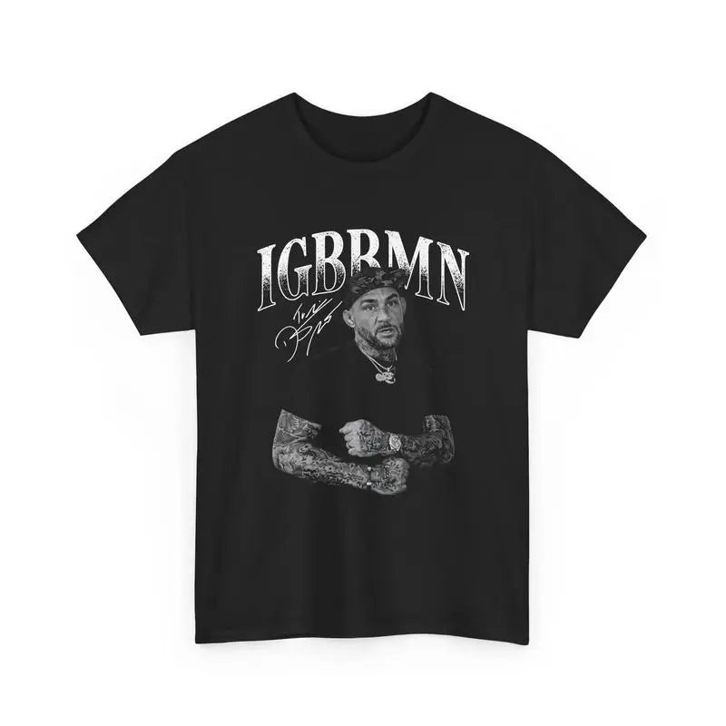 Men's Dustin Poirier IGBBMN Graphic Top - Vintage Sports Print Casual Short Sleeve Oversized Cotton Round Neck Street Style Drip Customized Funny Shirt, Gift for Friends