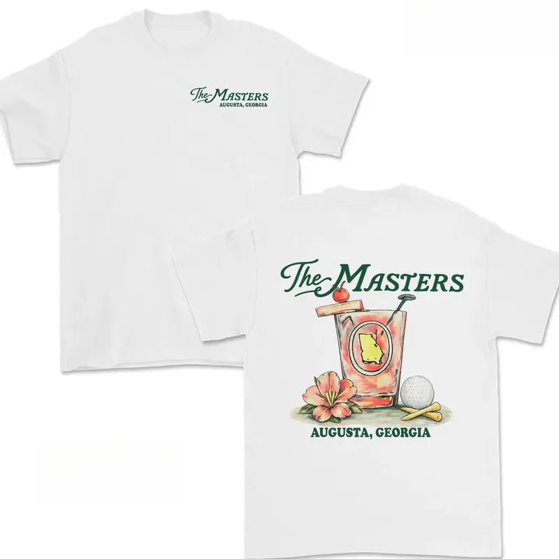 Men's Regular-Fit Soft Cotton Textured Knit Customized Short-Sleeve Round Neck Casual T-Shirt Top - Masters Augusta Georgia Golf Souvenir, Tournament Keepsake Gift, Menswear Clothes, Shortsleeve Golf Course Graphic T-Shirt