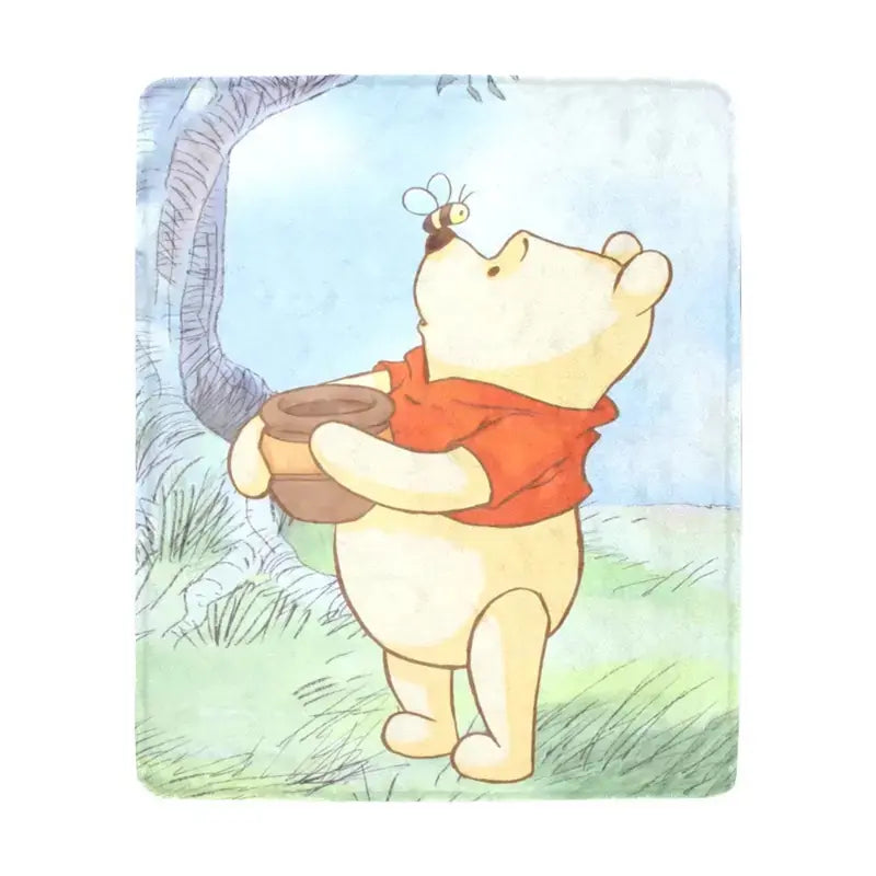 Disney Winnie The Pooh Cartoon Printed Microfiber Blanket - Super Soft, Heartwarming Happy Gift, Decorative Sofa Blanket for Bedroom Couch Summer Bedding, Heartwarming Blanket Gift