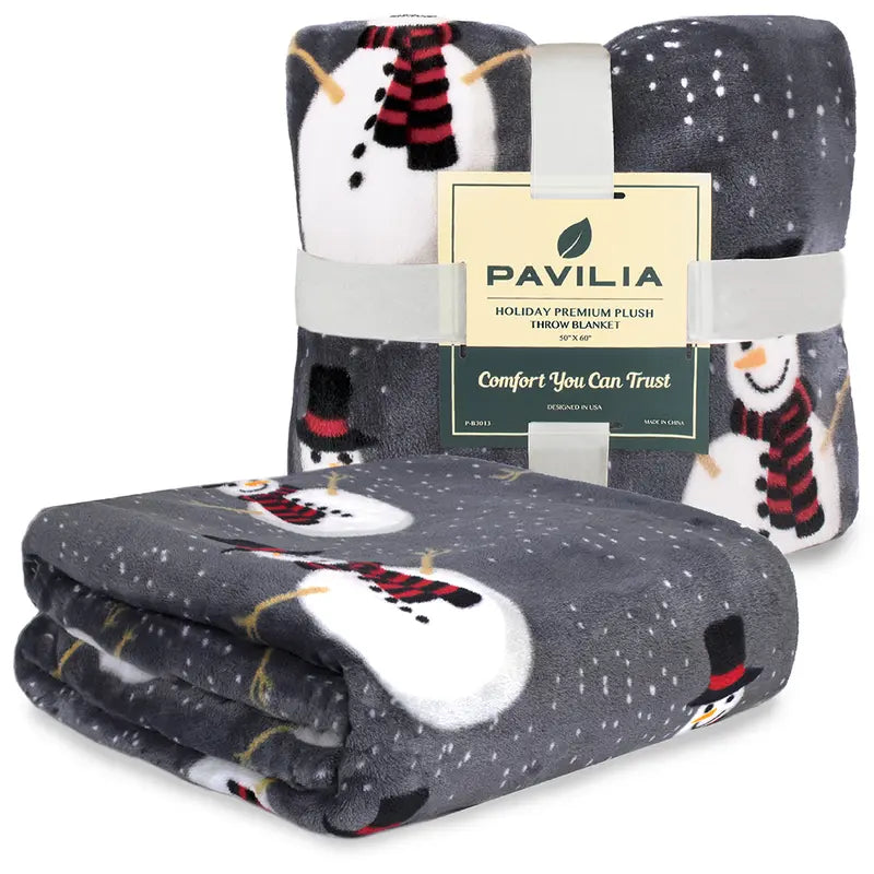 PAVILIA Christmas Holiday Throw Blanket, Xmas Season Fleece Blanket, Soft, Plush, Warm Winter Cabin Throw