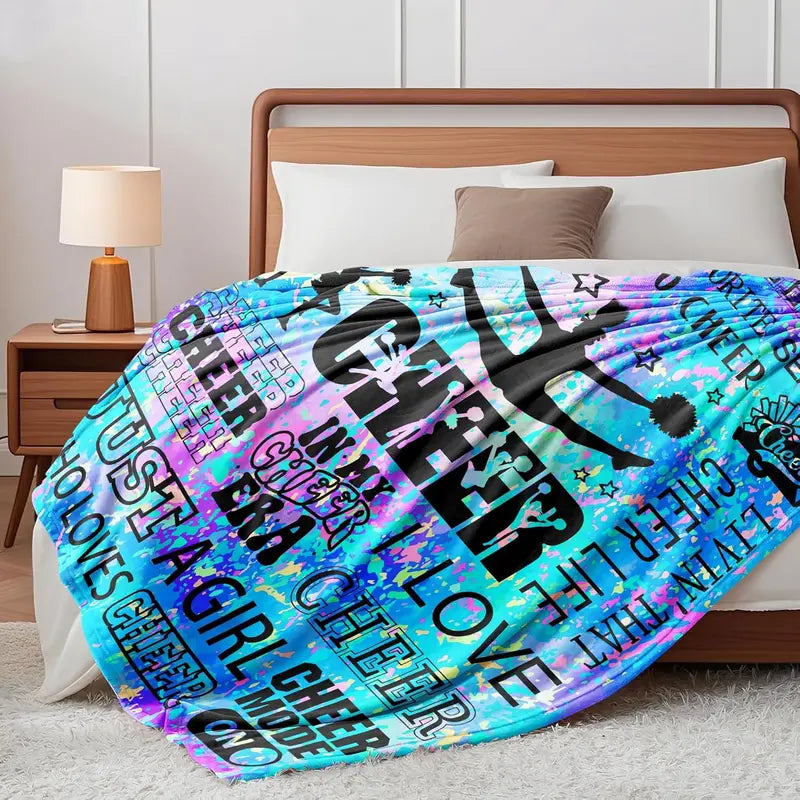 [Back to School] Women's 100% Polyester Breathable Fleece Cheerleading Throw Blanket - 80x60 in Single-Sided Printed, Ideal for Christmas, Valentine, Anniversary Gifts, Home/Beds Holiday Themes, Sohochic